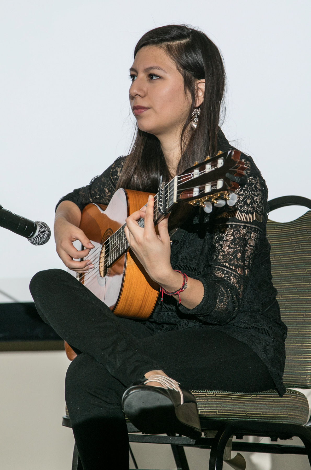Guitarist Monserrat Salcedo performs for the crowd during the 2017 Dolores Huerta Prayer Breakfast honoring the activist, organizer, feminist, civil and labor rights hero and recipient of the Presidential Medal of Freedom. (DePaul University/Jamie Moncrief)